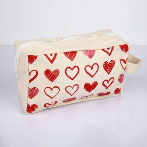 Red Hearts Cosmetic Make Up Pouch