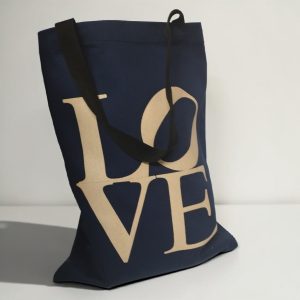 Love Navy Blue Tote Bag