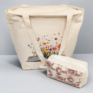Cross Body Bundle Books Bag with Free floral make up pouch