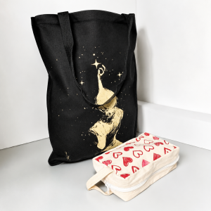 Start Girl Black Tote bag with Free Red Heart Cosmetic make up pouch