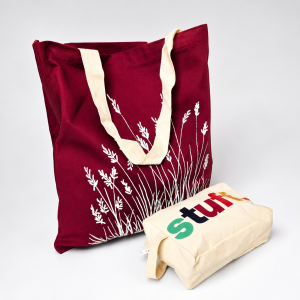 Wheat Pattern Maroon Tote bag with Free Custom Cosmetic make up pouch